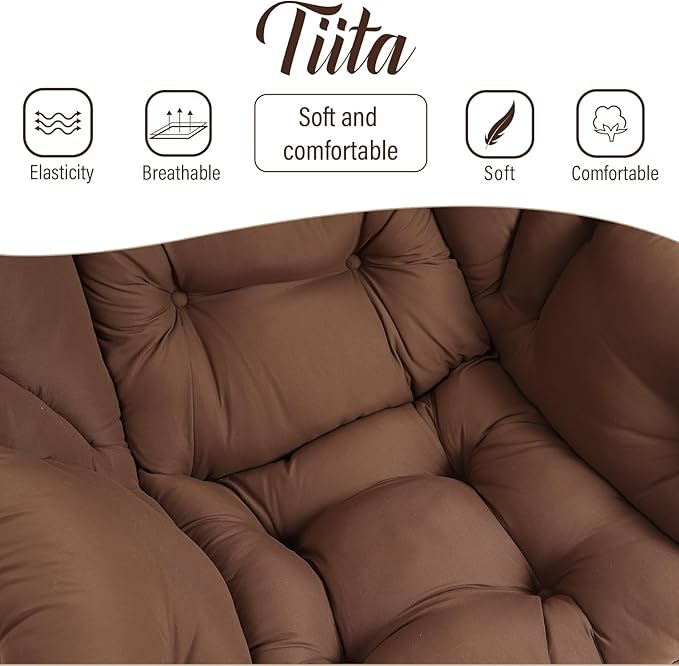 Tiita Lazy Chair with Ottoman, Brown Modern Large Accent Chair, Comfy Leisure Sofa Armchair with Ottoman, Reading Chair with Footrest for Bedroom, Living Room, Dorm Rooms, Brown