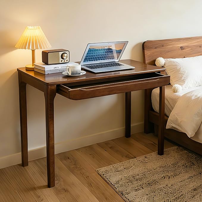 Widen Solid Wood Desk with Drawers,39"X24" Wood Writing Desk for Small Space,Student Computer PC Desks,Home Desks for Work,Gaming Study Desk for Bedroom Escritorios Desk Table (Walnut, 39“)
