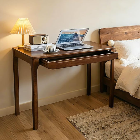 Widen Solid Wood Desk with Drawers,39"X24" Wood Writing Desk for Small Space,Student Computer PC Desks,Home Desks for Work,Gaming Study Desk for Bedroom Escritorios Desk Table (Walnut, 39“)