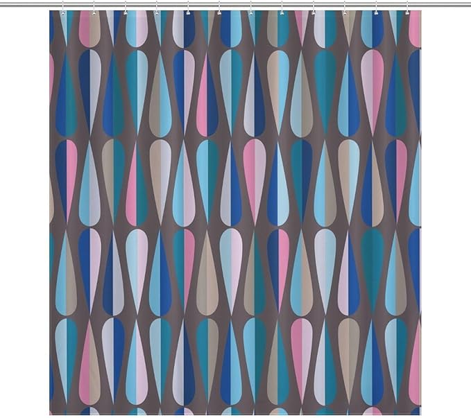 Mid Century Shower Curtain,Modern Colorful Abstract Geometric Drop Shapes Bathroom Curtain Polyester Waterproof Fabric Decor 66x72in（168x183cm）