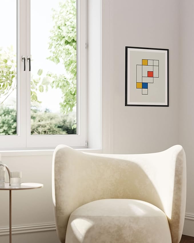 HAUS AND HUES Bauhaus Modern Mid Century Wall Art Print - Geometric Wall Art Decor, Retro Wall Art, Abstract Mid Century Wall Decor, Modern Art Print (Black Frame, 16x20)