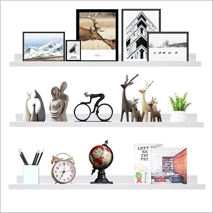 AZSKY 36 Inch Picture Ledge Shelf Floating Shelves Wall Mounted Set of 3 White