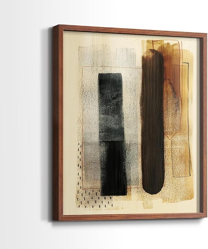 Renditions Gallery Set of 2 Peel & Stick Framed Prints, Pattern Abstract Wall Art, Burnt Toast Pattern Wall Decor, Re-Stickable - Ready to Hang - 11"x14" - Walnut Frame LT588
