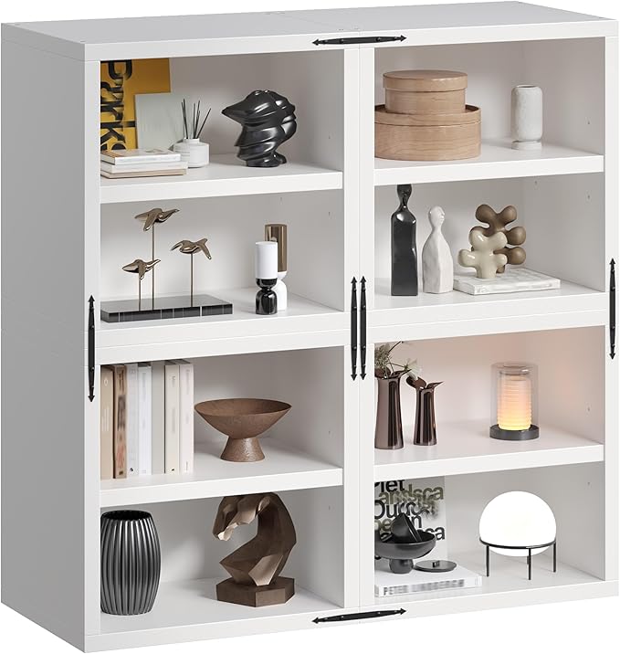 Homkdom 4 Cube Storage Organizer with 2 Removable Open Shelves, DIY Bookcase with Anti-Tip Design, Stackable Cube Shelf for Bedroom, Office, Dorm, White