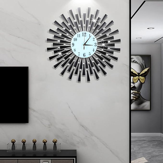 Large Wall Clock Decorative Wall Clocks 3D Non-Ticking Silent Quartz Clocks with Arabic Numerals for Living Room Home Kitchen Decor