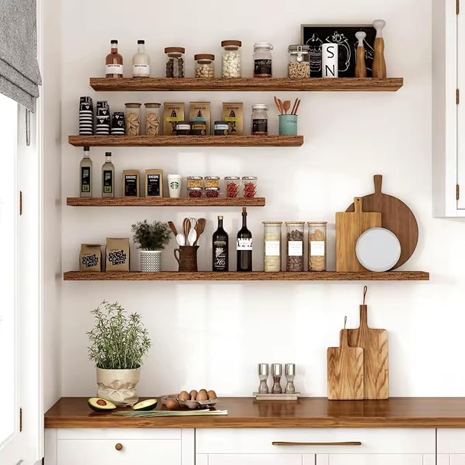 Vivelove 10 Inch Deep Floating Shelves 16 inch Long, 16 x 10 Wide Wall Shelves with Invisible Brackets, for Bedroom Bathroom Living Room Kitchen Office, Farmhouse Home Decor, Set of 2, Rustic Brown