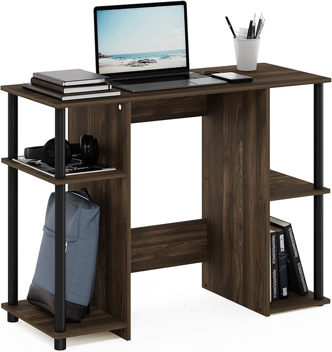 Furinno Jaya Computer Study Desk, Columbia Walnut/Black