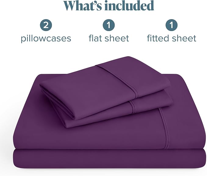 Bare Home Full Sheet Set - Luxury 1800 Ultra-Soft Microfiber - Double Brushed - Deep Pockets - Easy Fit - 4 Piece Set - Bedding Sheets & Pillowcases (Full, Plum)