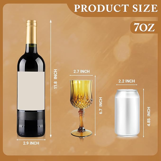 Plastic Wine Glasses, Plastic Goblets Vintage Style Cordial Drinking Glasses for Valentine’s Day, Wedding Reception, Grand Event Party Supplies (12, Amber)