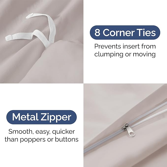 Duvet Cover Cal King Size - Extra Soft Cal King Size Duvet Cover - Lightweight, Breathable & Cozy - Easy Care with Zipper Closures & Ties - 104" x 98" Inches - (Light Grey) Comforter Not Included