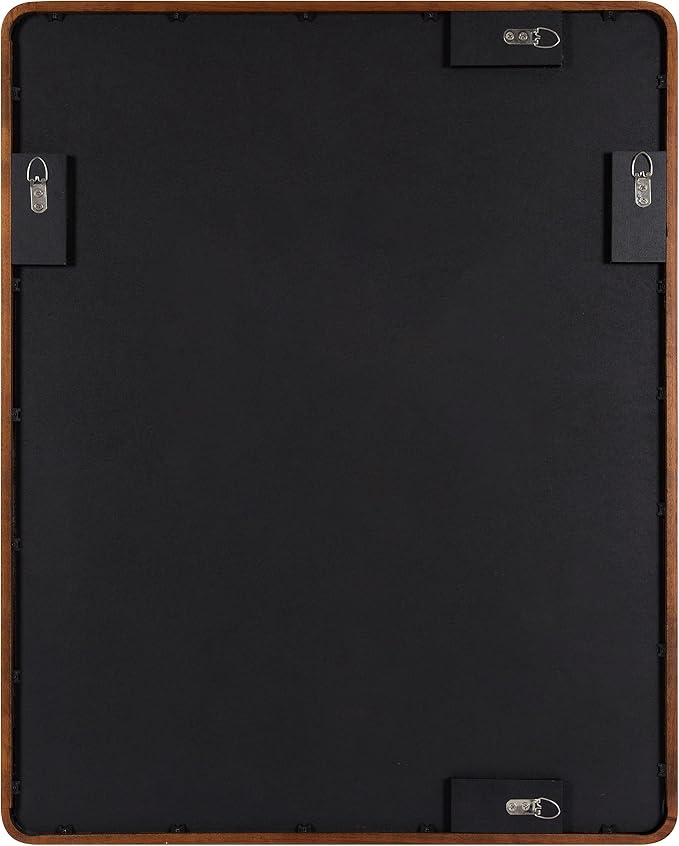 Kate and Laurel McLean Modern Wood Framed Rounded Rectangle Wall Mirror, 24 x 30, Walnut Brown, Decorative Round Rectangular Mirror for Contemporary Wall Decor