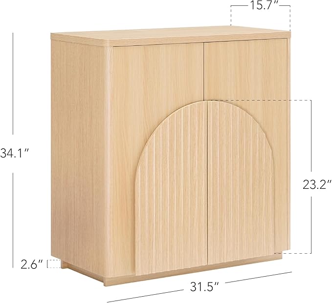 CHITA Sideboard Buffet Cabinet with Storage, Small Storage Cabinet with Doors and Shelves for Living Room Accent, Bar, Kitchen, Oak