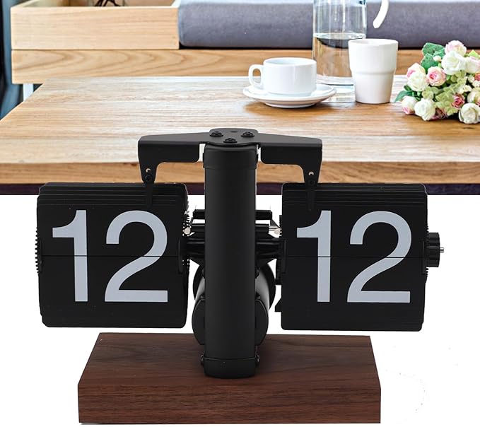 Adjustable Retro Flip Clock, 24 Hours Flip Desk Clock with Anti Slip Base, Large Number Digital Down Vintage Automatic Page Turning Timer for Home, Office