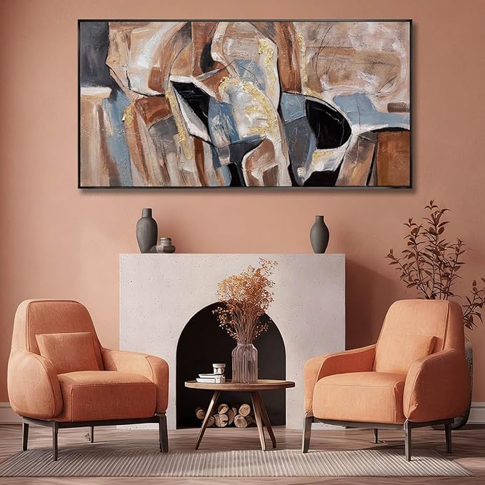 Abstract Framed Wall Art Line Canvas Painting Modern Wall Decor 29"x58" Home Decorations for Living Room Pictures for Office