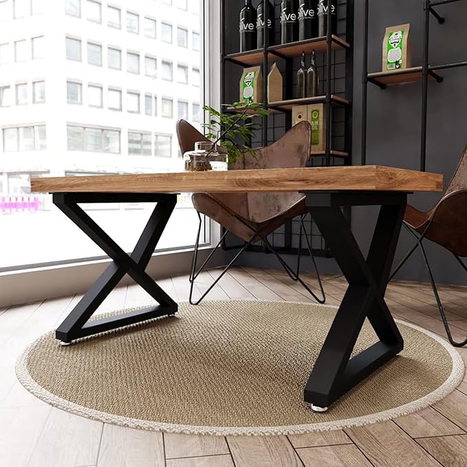 TIEOU Metal Coffee Table Leg 16 inch Heavy Duty Z Shape Table Legs DIY Modern Bench Legs, Industrial Furniture Legs, Set of 2