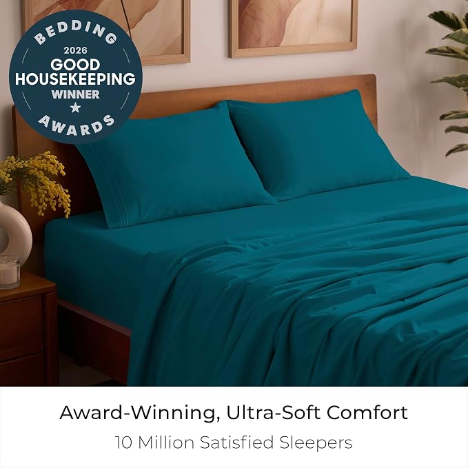 Mellanni Full Sheets Set - 4 PC Iconic Collection Bedding - Hotel Luxury, Extra Soft, Cooling Bed Sheets - Wrinkle, Fade, Stain Resistant (Full, Teal)