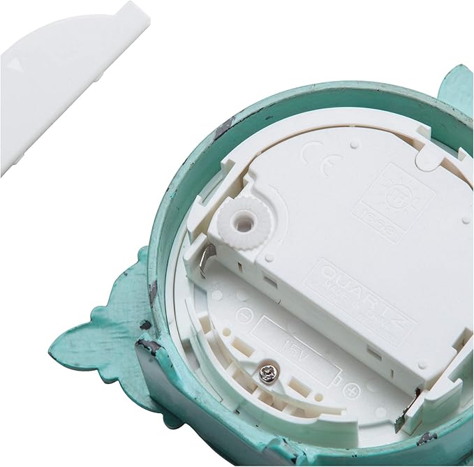 NIKKY HOME Vintage Pewter Quartz Mini Table Clock with Crystal Shining Rhinestone, 2.87 x 1.37 x 3.87 Inches, Aqua