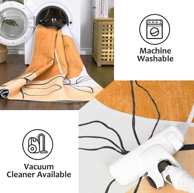 Modern Minimalist Art Texture Irregular Rug 8x10 Beige Black Gray Abstract Shaped Area Rug for Living Room Bedroom Nursery Washable Low Pile Shaggy Carpet Under Dining Table Non Skid Floor Mats
