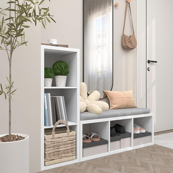 Endearing Limons【2026 Wooden Thick Border 3 Cube Shelf Storage Organizer with Anti-Tipping Kits + Reversible Open Back Bookcase (11 x 11 Unit Cell White)