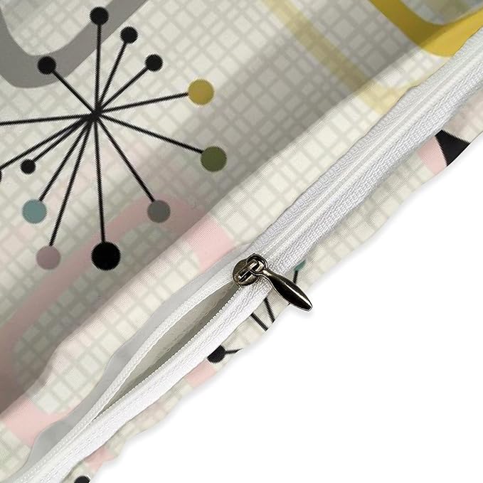 Modern Geometric Bedding Set,Retro Mid Century Colorful Diamond Abstract Geometric Vintage 60s 70s Pattern Comforter Set with Pillowcase for Bedroom Bed Decor,Queen 90"x90"