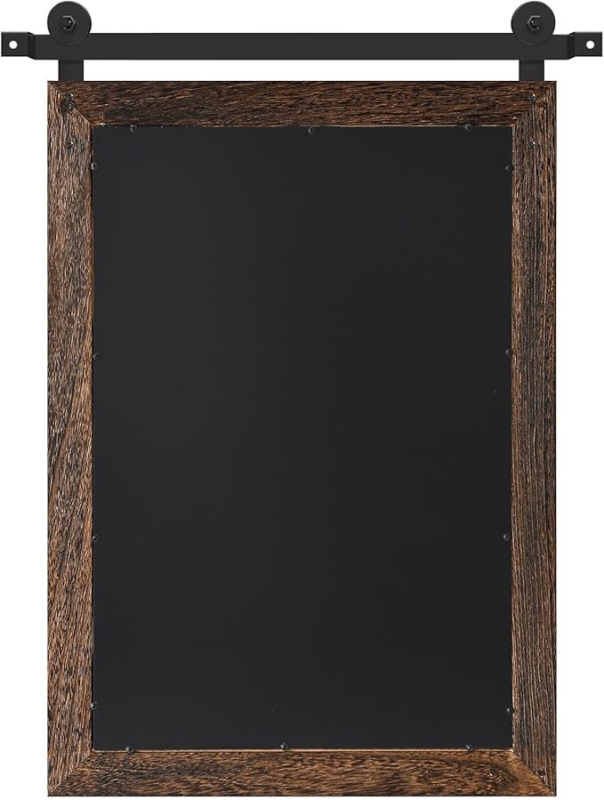 COGOOD Farmhouse Barn Door Mirror - 25 x 38 Rustic Bathroom Mirror for Living Room, Entryway, Vanity Wall Decor (Black Brown)