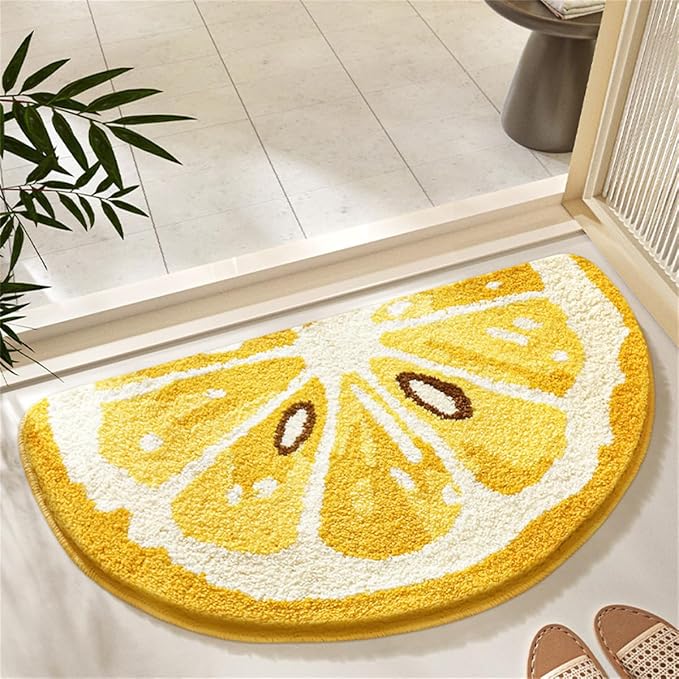 Ankah Fruit Bath Mats Cute Bathroom Rugs, Particularly Absorbent, Very Soft, and Dry Fast That Fits for Kid's Room, Bathroom or Other Room, 17.7" x 31.5", Lemon