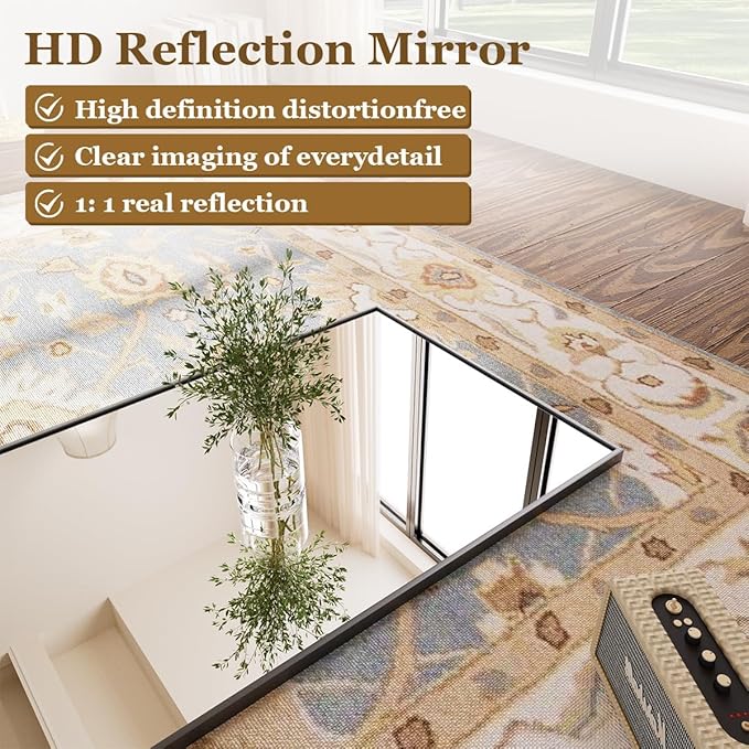 BEAUTYPEAK Black Bathroom Wall Mirror - 30" x 40" Rectangular Mirror with Metal Frame, Hangs Horizontal or Vertical for Living Room Bedroom Bathroom Entryway