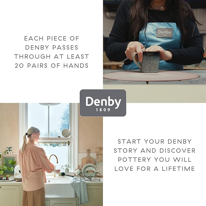 Denby - Dark Grey Speckle Dinner Set For 4-12 Piece Reactive Glaze Ceramic Stoneware Tableware Set - Dishwasher Microwave Oven Safe - Scratch Chip Resistant