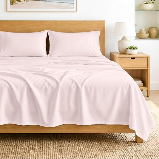SGI bedding 100% Egyptian Cotton Sheets Twin Size – 600 Thread Count Sheets Set, Soft, Cooling, 15" Deep Pocket, Luxury Hotel Bedding, Breathable, Durable - Blush