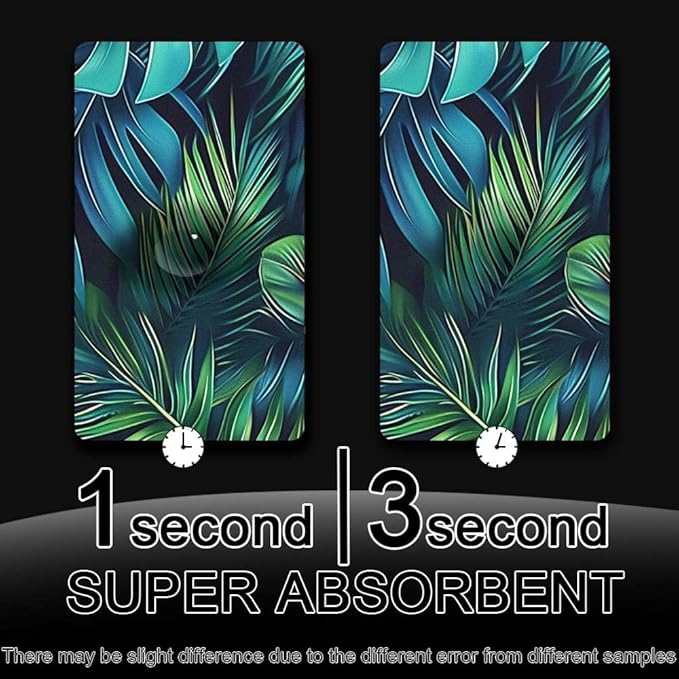 Bath Mat Rug,Green blue tropical leaves Non Slip Quick Dry Super Absorbent Thin Bathroom Rugs Fit Under Door-Easy to clean Bathroom Floor Mats-Shower Rug for Shower Sink Bathtub(17" x 27.5"In)