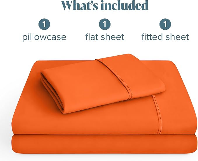 Bare Home Twin XL Sheet Set - 1800 Ultra-Soft Microfiber Twin Extra Long Bed Sheets - Double Brushed - Deep Pockets - Easy Fit - 3 Piece Set - Bedding Sheets & Pillowcases (Twin XL, Orange)