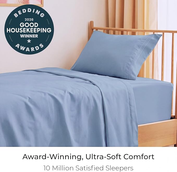 Mellanni Twin XL Sheets Set - 3 PC Iconic Collection Bedding - Hotel Luxury, Extra Soft, Cooling Bed Sheets - Wrinkle, Fade, Stain Resistant (Twin Extra Long, Sky Blue)
