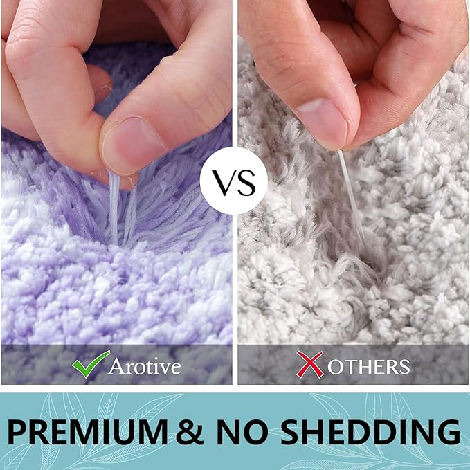 Arotive Microfiber Bathroom Rugs, Shaggy Soft and Absorbent Bath Rug, Non-Slip, Thick Plush Machine Washable Dry Bath Mats for Bathroom, Tub and Shower, 70x24, Dark Purple, Rectangular