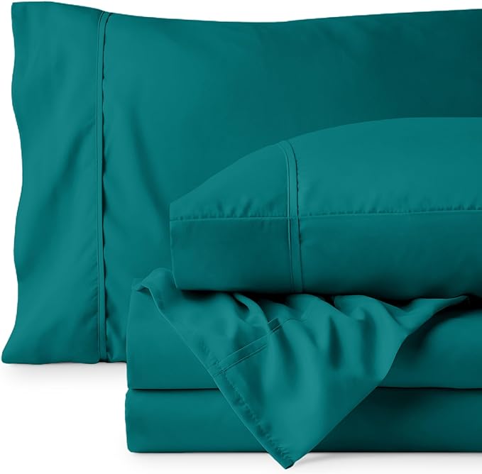 Bare Home Twin Sheet Set - 1800 Ultra-Soft Microfiber Twin Bed Sheets - Double Brushed - Deep Pockets - Easy Fit - 3 Piece Set - Bedding Sheets & Pillowcases (Twin, Emerald)