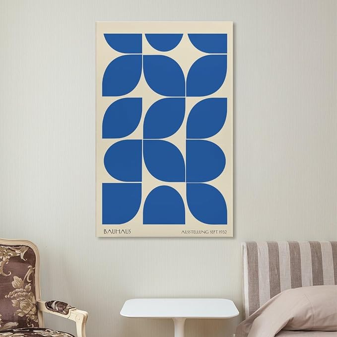 FideMm Bauhaus Poster Wall Art,Exhibition Wall Art, Stylish Mid Century Home Decor Poster for Room Aesthetics Canvas Wall Art Poster And Print Frame-style 20x30inch(50x75cm)
