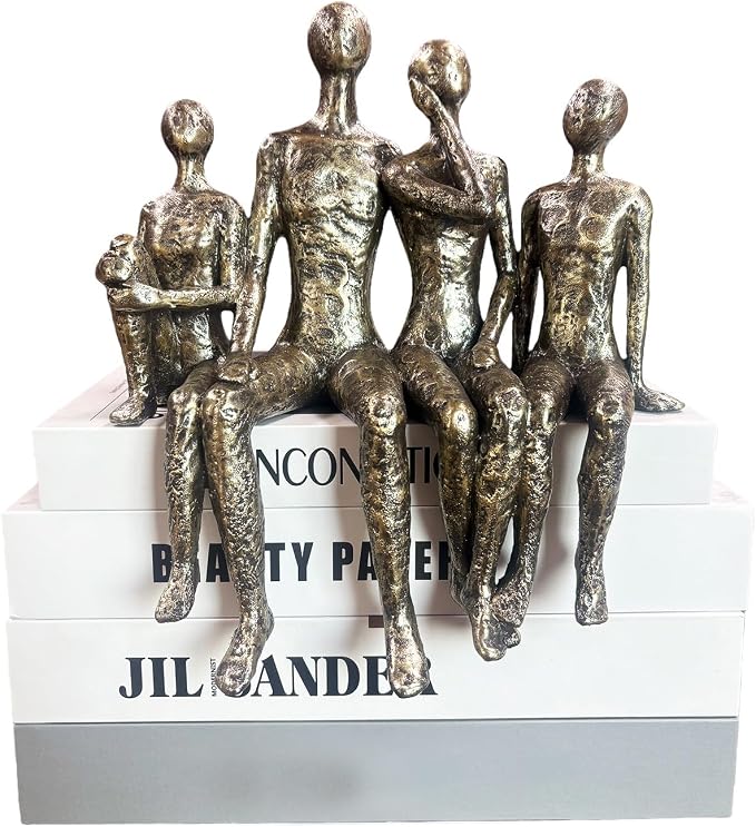 Lescafita Abstract Family Sitting Sculpture Resin Statue – Edge Shelf Display, Modern Home Decor Figurine, Anniversary & Family Keepsake