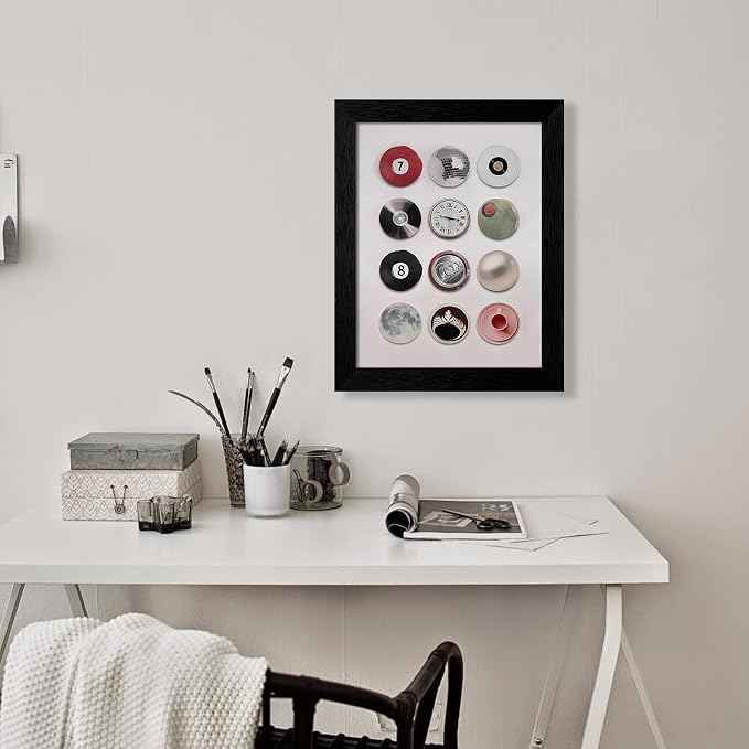Disco Lucky 8 Ball Poster Trendy Music Record Aesthetic Wall Art Modern Preppy Cool 7 Ball Prints Bar Cart Wall Decor for Living Room 012X16 inch Black Framed