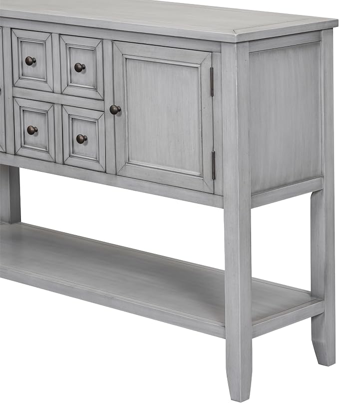 Merax Console Table with Storage Drawers, Rustic Storage Cabinet Entryway Table for Living Room, Antique Grey
