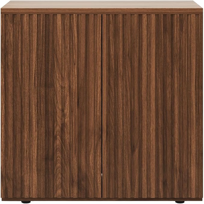 Rophefx Fluted Sideboard Cabinet, Buffet Cabinet with Storage, Credenza Storage Cabinets with Adjustable Shelf, Wood Entryway Cabinets with Pop-up Doors for Living Room, Entryway, Hallway, Walnut