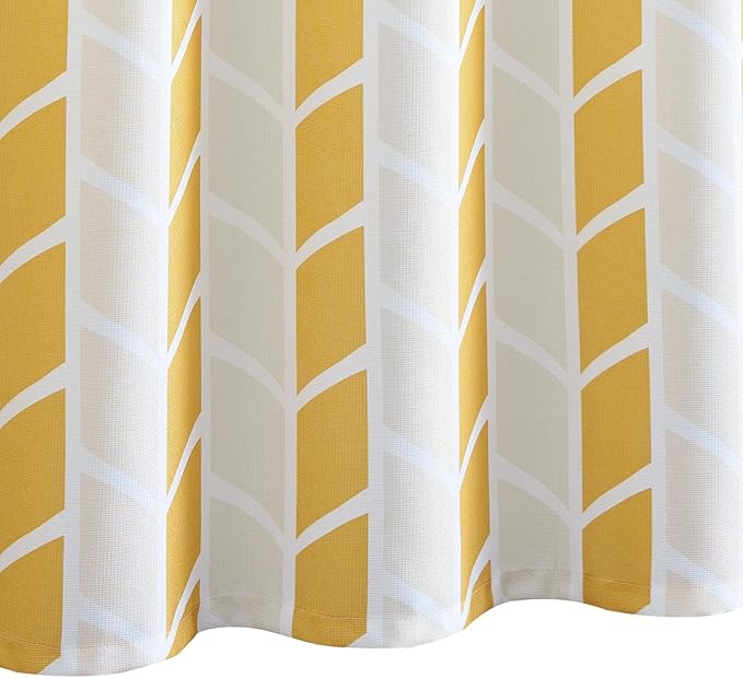 jinchan Yellow and White Shower Curtain Chevron Arrow Geometric Farmhouse Shower Curtains for Bathroom Waterproof Fabric Shower Curtain Modern Shower Curtain Set with Hooks 70x72 inches