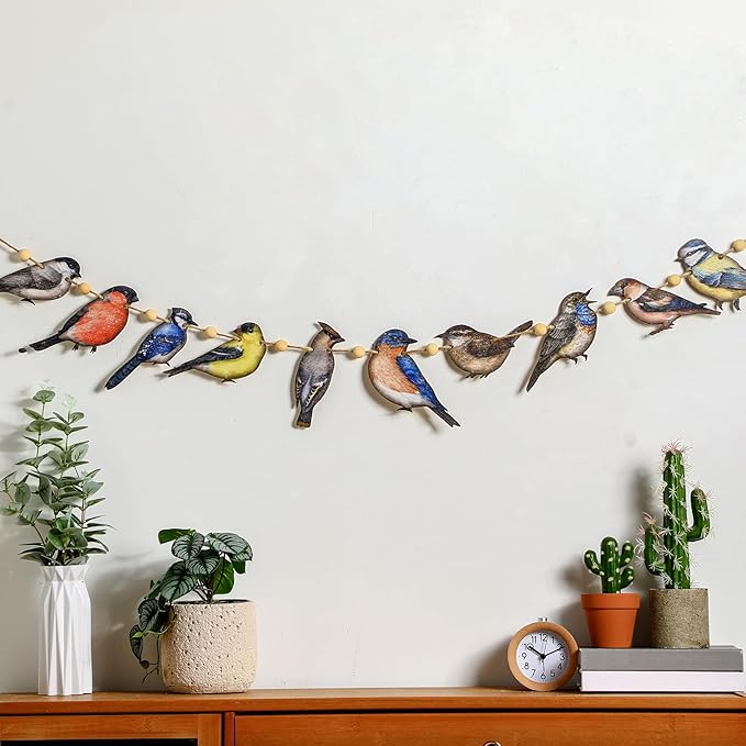 Bird Party Decorations Wooden Garland Birthday Decor 6.56 ft Rustic Hanging Woodland Banner for Bird Theme Party Baby Shower Summer Hawaiian Retro Farmhouse Ornament Vintage Nursery Supplies