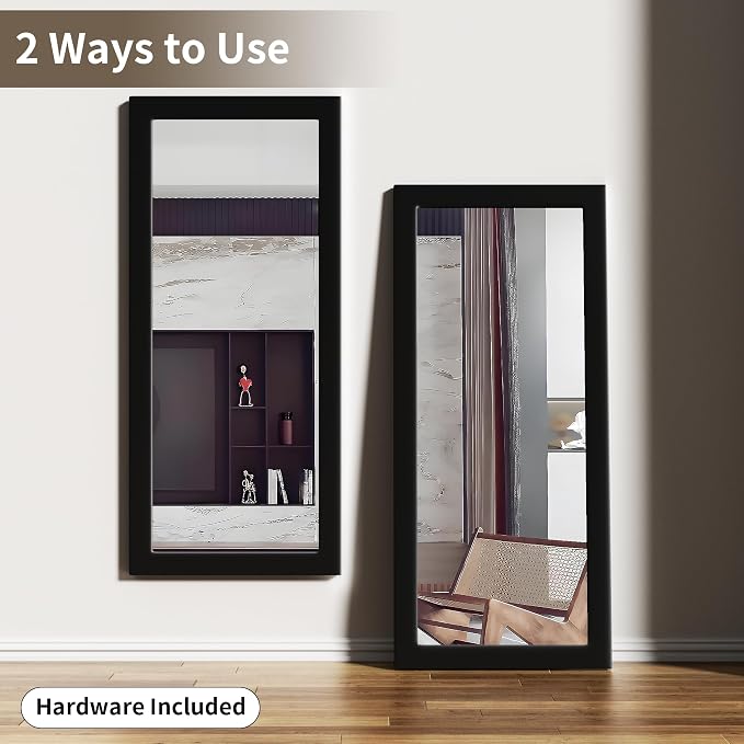 71'''x32'' Rustic Wall Mirror for Bathroom Black Wood Frame, Classic Rectangle Mirror Farmhouse Vanity Wall Mirror Decor Living Room, Bedroom, Entryway