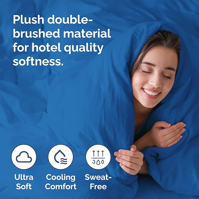 Duvet Cover Twin/Twin XL Size - Extra Soft Twin/Twin XL Size Duvet Cover - Breathable, Easy Care and Fade Free with Zipper Closures & Ties - 68" x 90" Inches - (Royal Blue) Comforter Not Included
