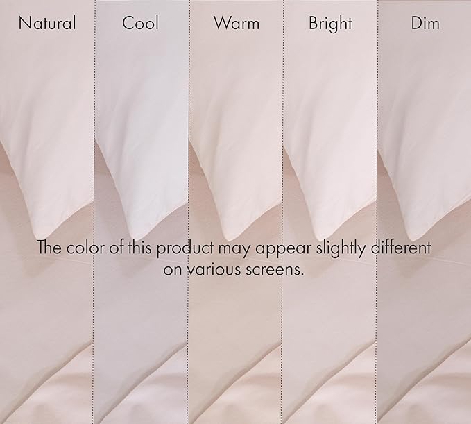 RUVANTI 100% Cotton Percale Sheets Queen Size 6 Piece Set, Cooling Bed Sheets for Hot Sleepers, Deep Pocket 16”, Breathable Lightweight & Durable, Crisp Hotel Style Sheets, Blush Pink