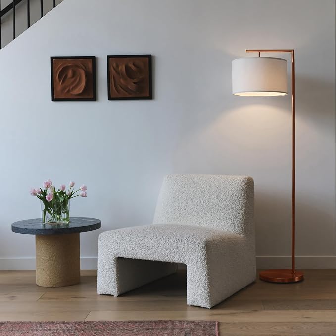 Brightech Montage Modern Floor Lamp, LED Floor Lamp for Living Rooms & Offices - Tall Standing Lamp for Bedroom Reading - Corner Pole Lamp for Contemporary Home Decor - Rose Gold