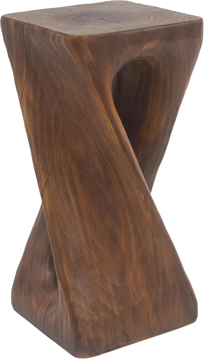 ø12.5'' Square Side Table End Table for Living Room, Modern Farmhouse Style, Magnesium Oxide & Lightweight Concrete Material for Indoor & Outdoor, No Assembly, Wood Grain, Antique Brown