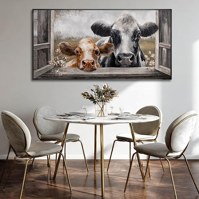 SOUGUAN Animal Canvas Wall Art Country Poster Printing Vintage Wall Decor 24"x48" Hanging Art for Dining Room Area Artwork for Office
