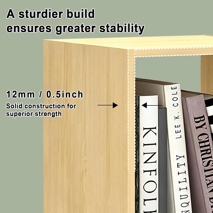 2 Cube Shelf with Anti-Tipping Kits + Reversible Open Back Bookcase, Multi Layer and Multi Grid Partition Layout (Oak 11in)