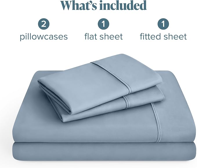 Bare Home Full Sheet Set - 1800 Ultra-Soft Microfiber Full Bed Sheets - Double Brushed - Deep Pockets - Easy Fit - 4 Piece Set - Bedding Sheets & Pillowcases (Full, Dusty Blue)