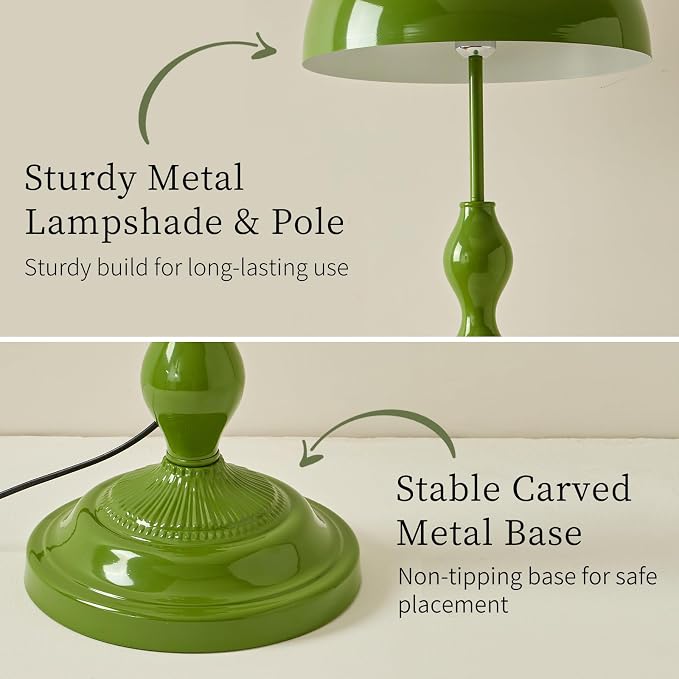 Unique Floor Lamp Creative Green Mushroom Lamp Standing Lamp with 38CM Wide Iron Shade and Foot Switch Modern Floor Light for Living Room, Bedroom, Office, Corner